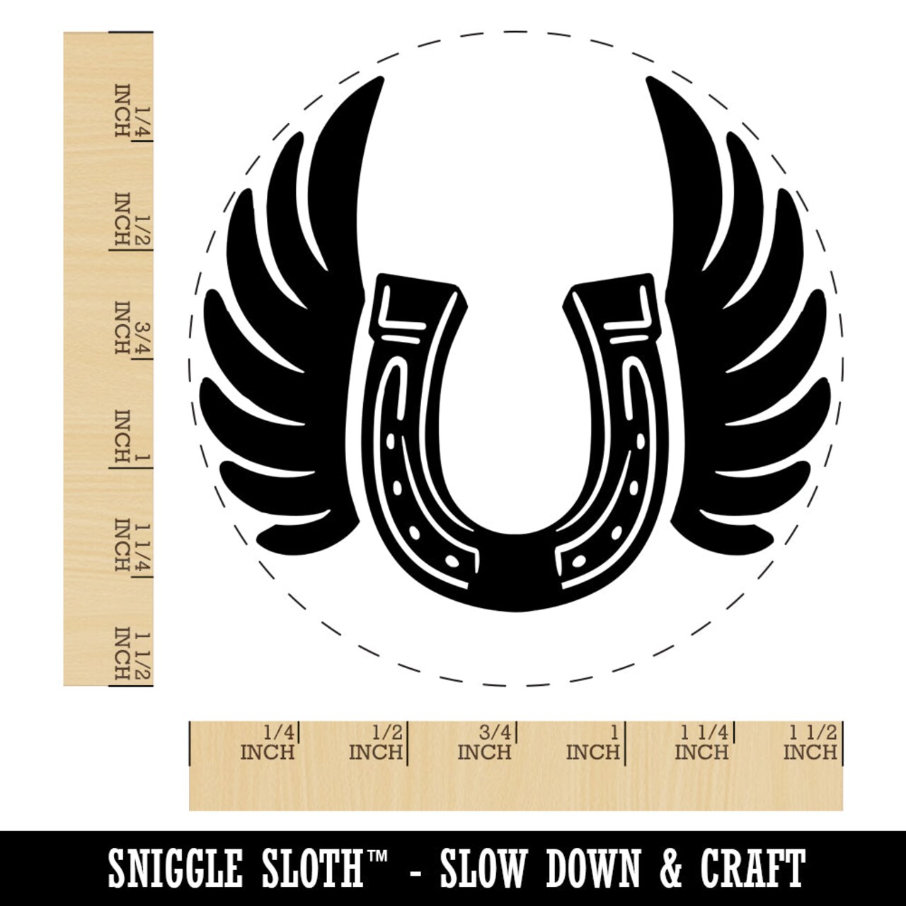 Angel Wings on Horseshoe Loss of Pet Horse Self-Inking Rubber Stamp for Stamping Crafting Planners